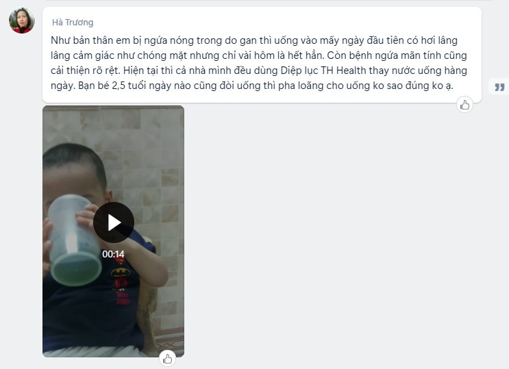 Hỏi đáp, đánh giá Diệp lục TH Health (Chlorophyll UIE PLUS) có tốt không? 23 Diệp lục TH Health giúp giảm ngứa da, nóng trong do gan