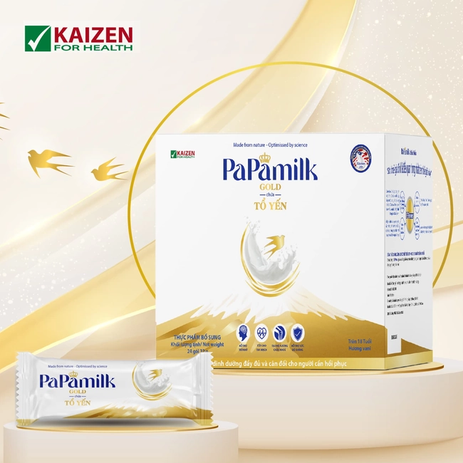 Sữa Papamilk Gold chứa tổ yến, hỗ trợ loãng xương và giúp phục hồi 5 Sữa dinh dưỡng PaPamilk Gold chứa Tổ Yến + sữa non (3 in 1) - sữa hỗ trợ loãng xương và giúp hồi phục – Hộp 24 gói x 32gr - Droppiishops