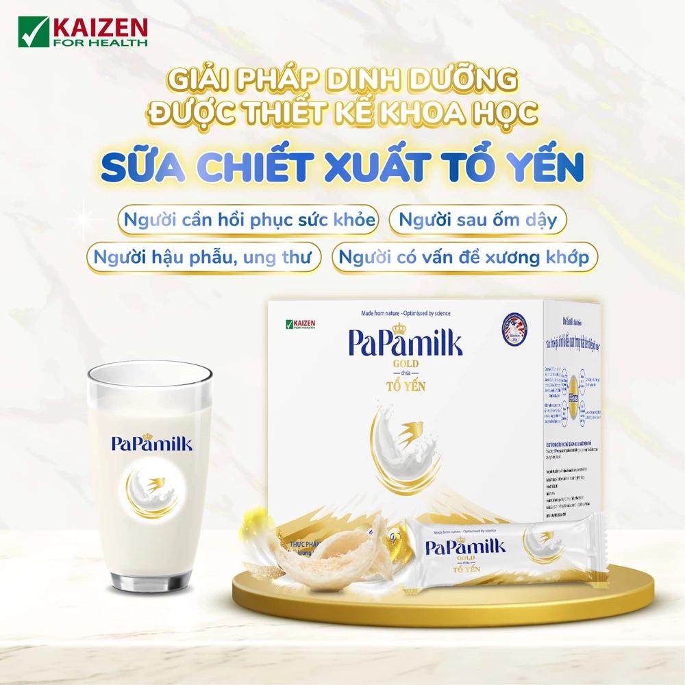 Sữa Papamilk Gold chứa tổ yến, hỗ trợ loãng xương và giúp phục hồi 4 Sữa dinh dưỡng PaPamilk Gold chứa Tổ Yến + sữa non (3 in 1) - sữa hỗ trợ loãng xương và giúp hồi phục – Hộp 24 gói x 32gr