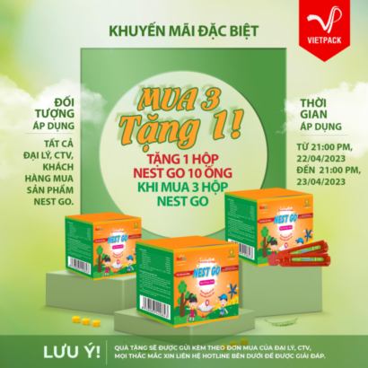 Mua 03 hộp Nest Go tặng 01 hộp 10 ống cùng loại 3 Khuyến mãi Nest Go - Mua 03 hộp Nest Go tặng 01 hộp 10 ống cùng loại - Flashsale ưu đãi Nest Go