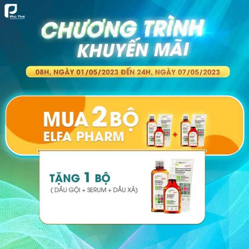Mua 1 bộ dầu gội chống rụng tóc, kích thích mọc tóc Elfa Pharm, tặng 1 chai bất kì 5 Khuyến mãi Elfa Pharm chính hãng giá tốt, khuyến mãi Phú Thái - Droppii